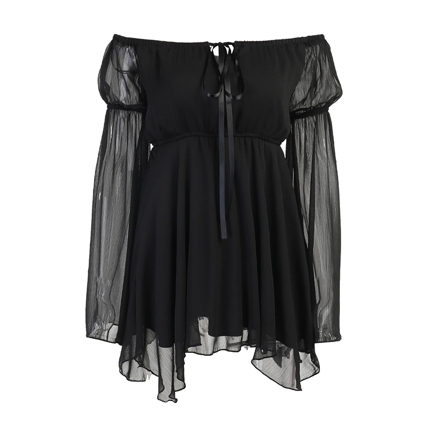 Summer Dresses For Women Plus Size Off Shoulder Flare Sleeve Dress Lace Up Corset Solid Flowy Mini Dress vestidos de mujer