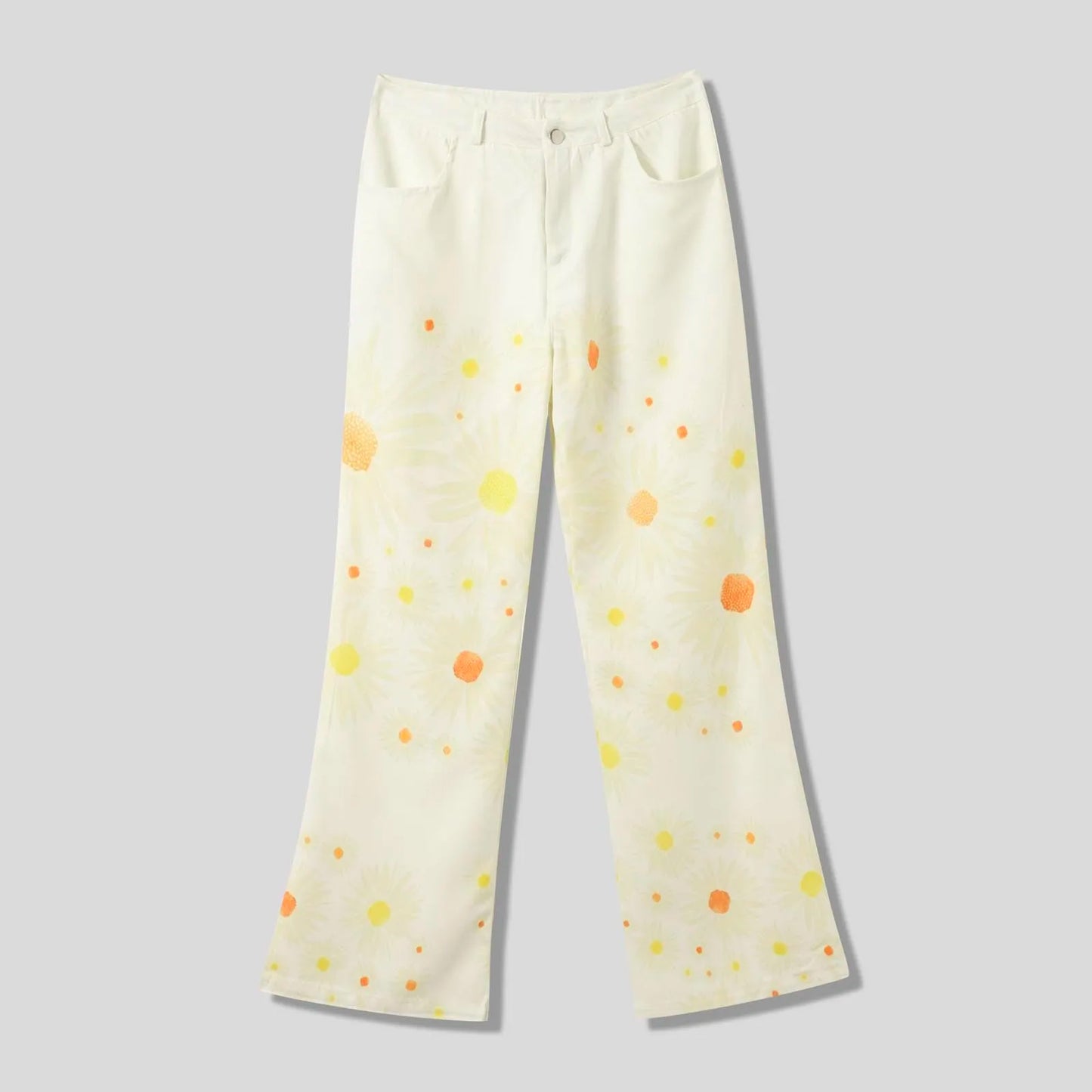 High Waisted Loose Fit Vintage Wide Leg Casual Pants for Women Fashionable 90s Floral Printed Baggy Trousers Comfortable Imitation Jeans