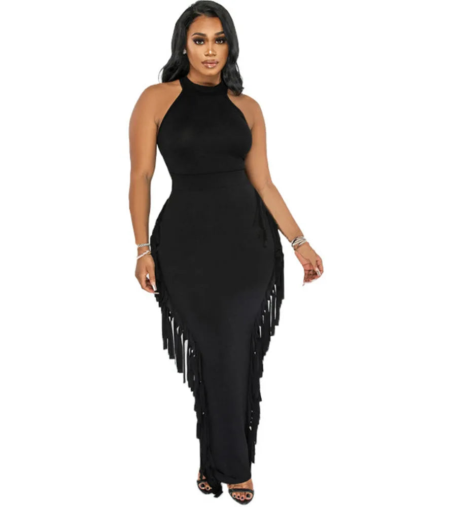 Wmstar Party Dress Sets Women Sexy Sleeveless Tassel Bodycon Stretch Maxi Skirts New In Matching Suit Wholesale Dropshipping