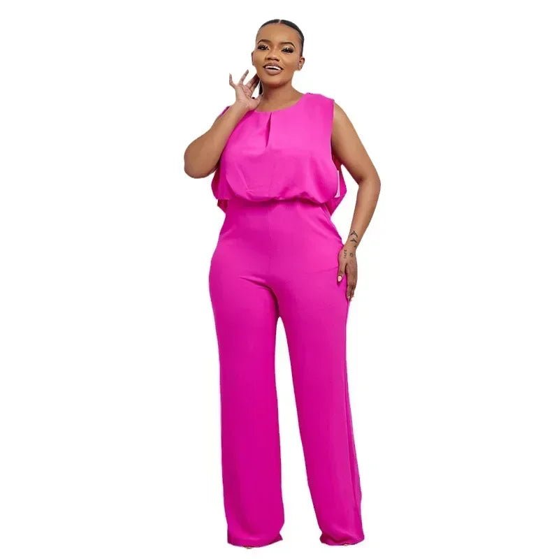 Women's Clothing Backless Sleeveless Jumpsuits Pants Overall Loose Wide Leg High Waist Full Length Pants