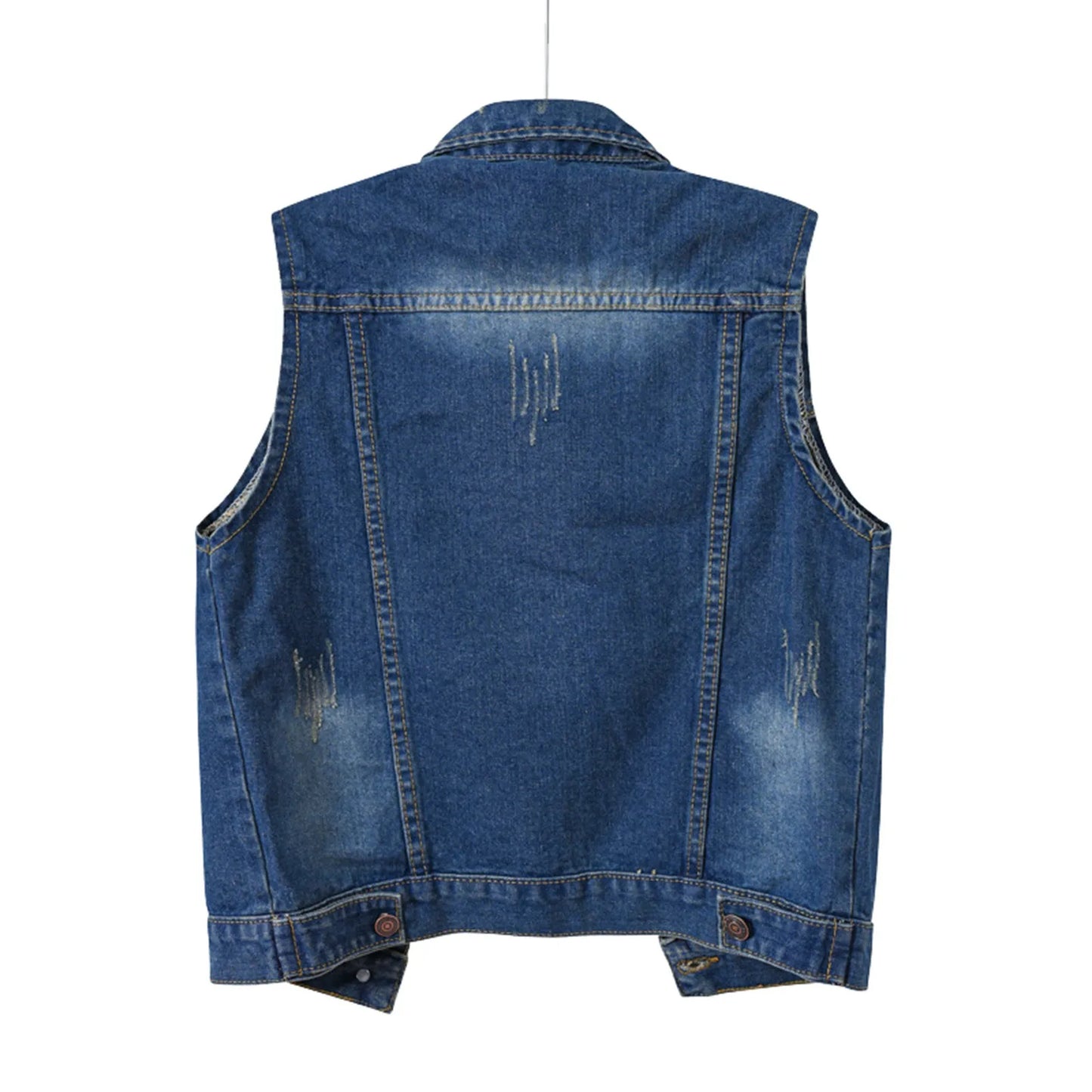 Womens Buttoned Washed Denim Jacket Sleeveless Crop Vest Soild Color Lapel Button Pocket Ladies Vest Coats Casual Style Vest Top