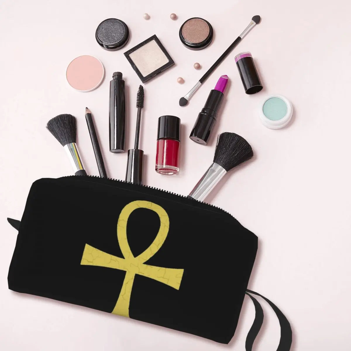Ancient Egyptian Symbol Ankh Key Of Live Cosmetic Bag Women Makeup Bags Travel Waterproof Toiletry Bag Organizer Merch