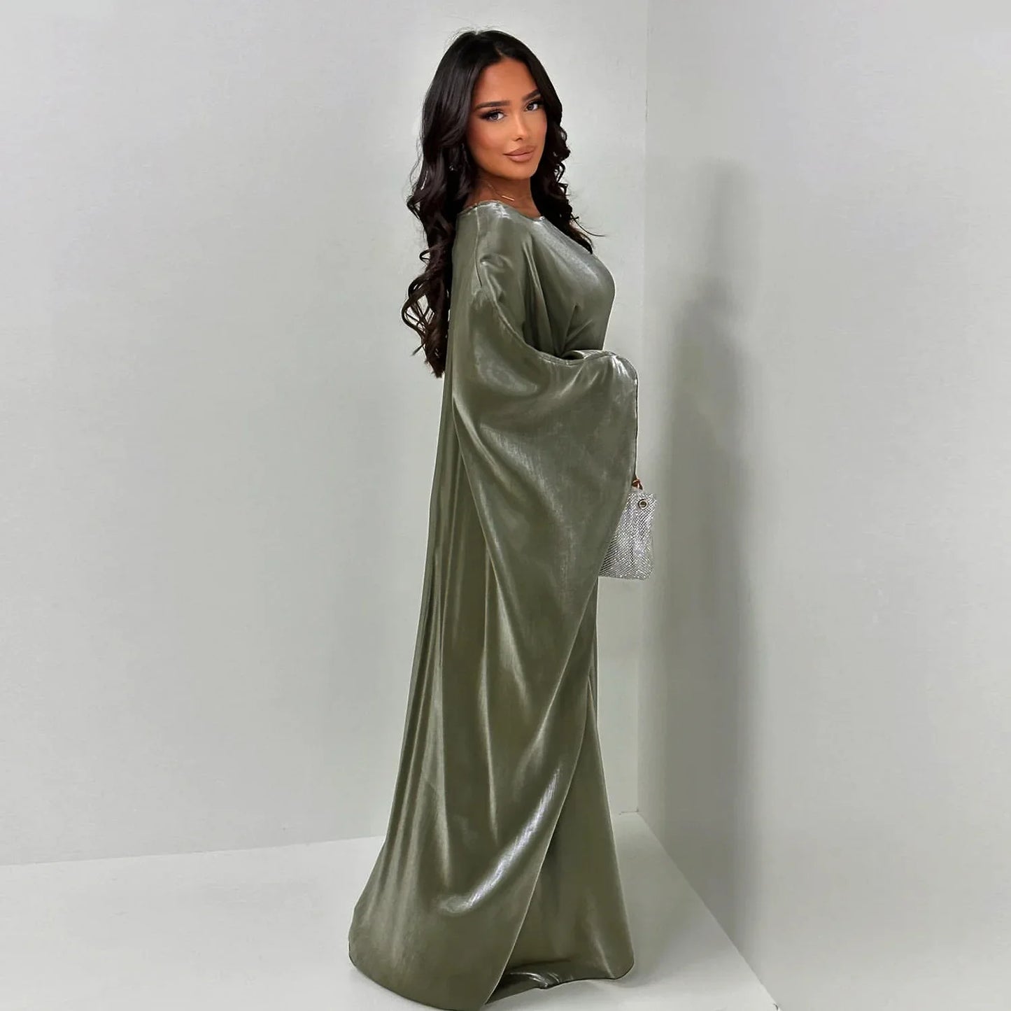 20 Colors Shiny Butterfly Abaya Inside Belt Muslim Party Dress Summer Abayas Women Dubai Luxury Turkey Islam Outfit Kaftan Robe