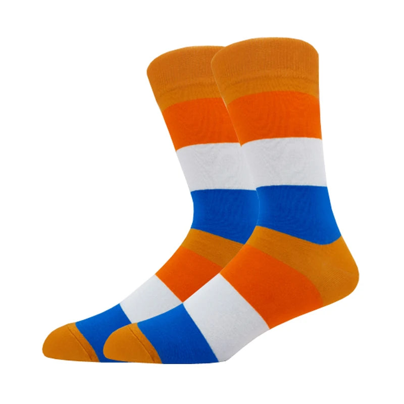 New Men's stockings Casual Gentleman Color fashion color striped Funny Party Dress autumn and winter cotton Socks