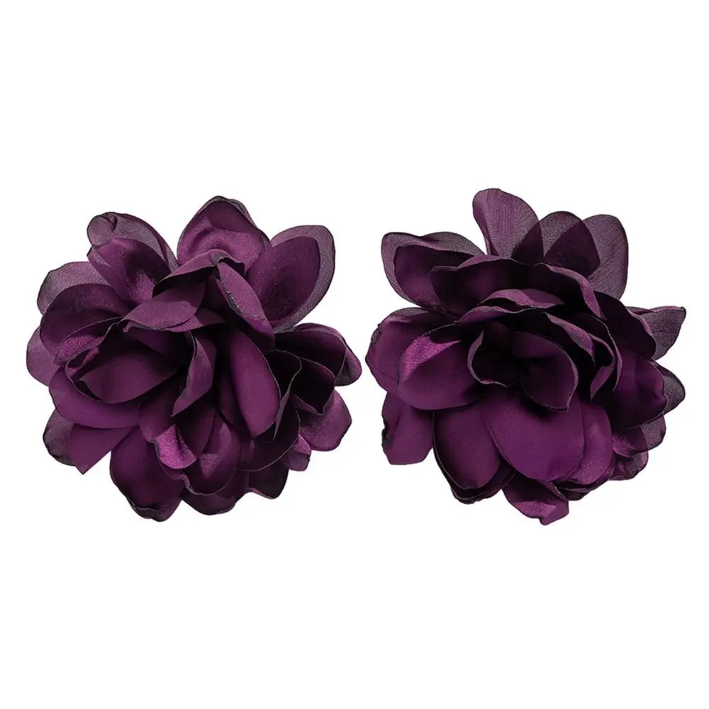 Luxury Design Big Flower Ear Stud Wedding Fabric Fashion Exaggerated Earrings Floral Eardrop Women Girls