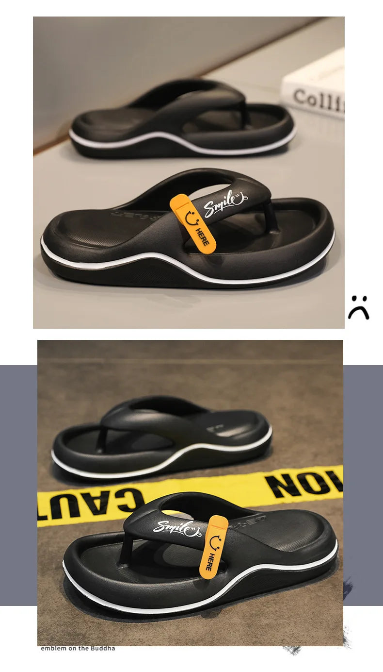 Korean Style Men's Casual Flip Flops Summer Fashion Outdoor Beach Sandals Trendy Slip-On Slippers for Adult Unisex