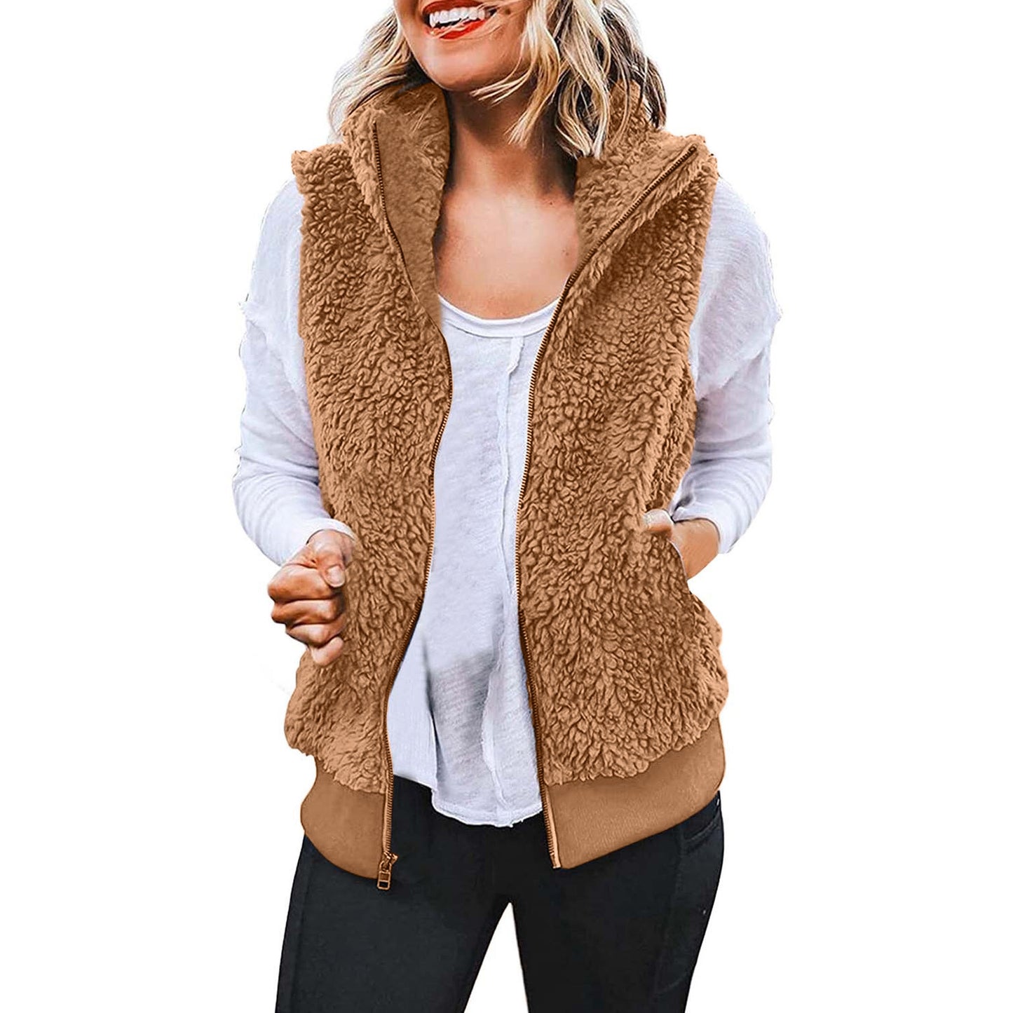 Autumn Winter Plush Vest Jackets for Women Thick Warm Sleeveless Coats Velvet Fleece Waistcoats Plus Size