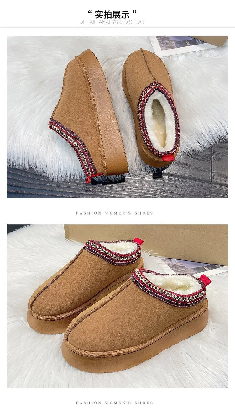 Women's Wool Slippers Warm Platform Wool Slipperswomen Slippers Women Sheepskin Slippers Women Shoes 2024