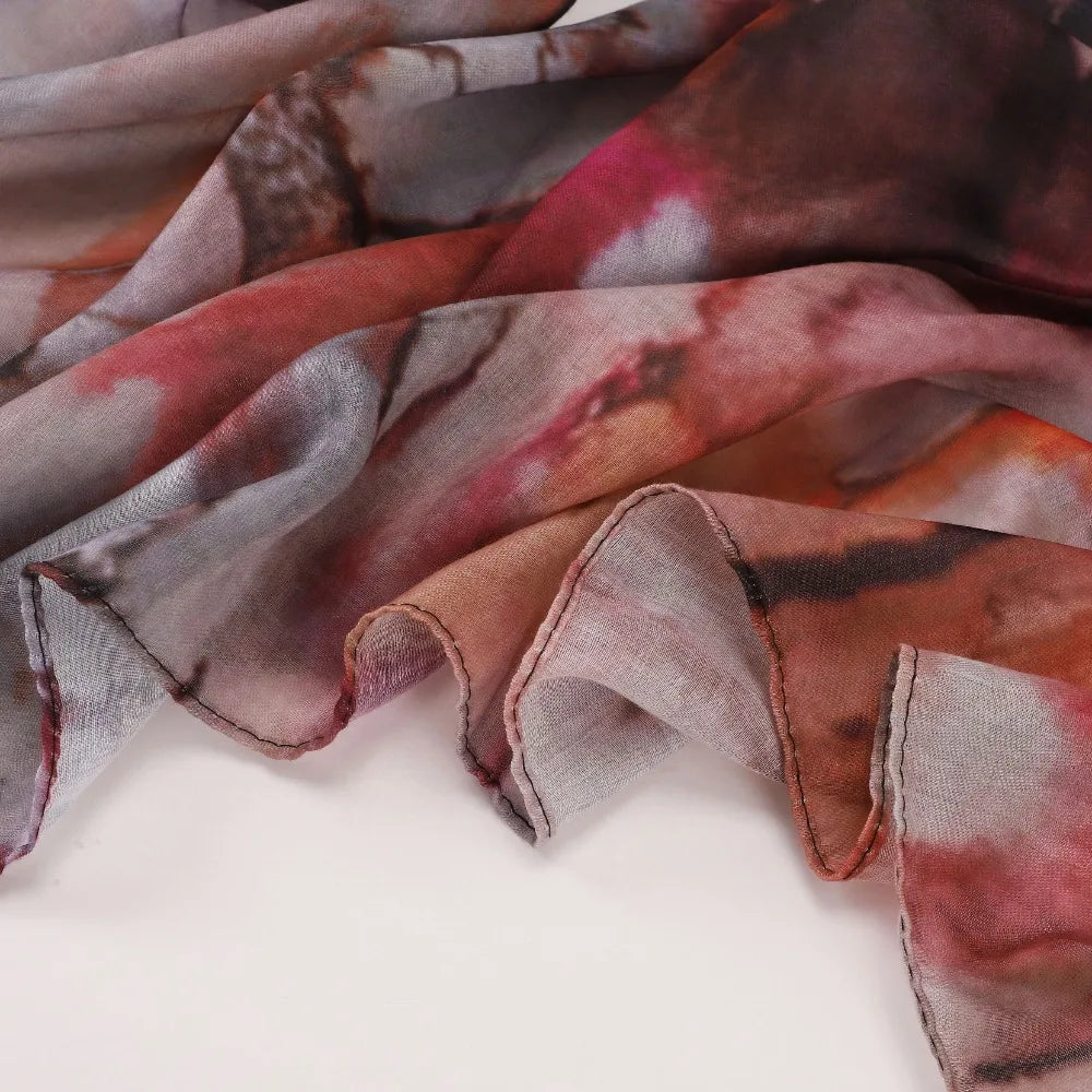 New Watercolor Floral Satin Modal Hijab Scarf Breathable Soft Long Fashion Scarves Headscarf Paisley Print Muslim Hijabs Shawl