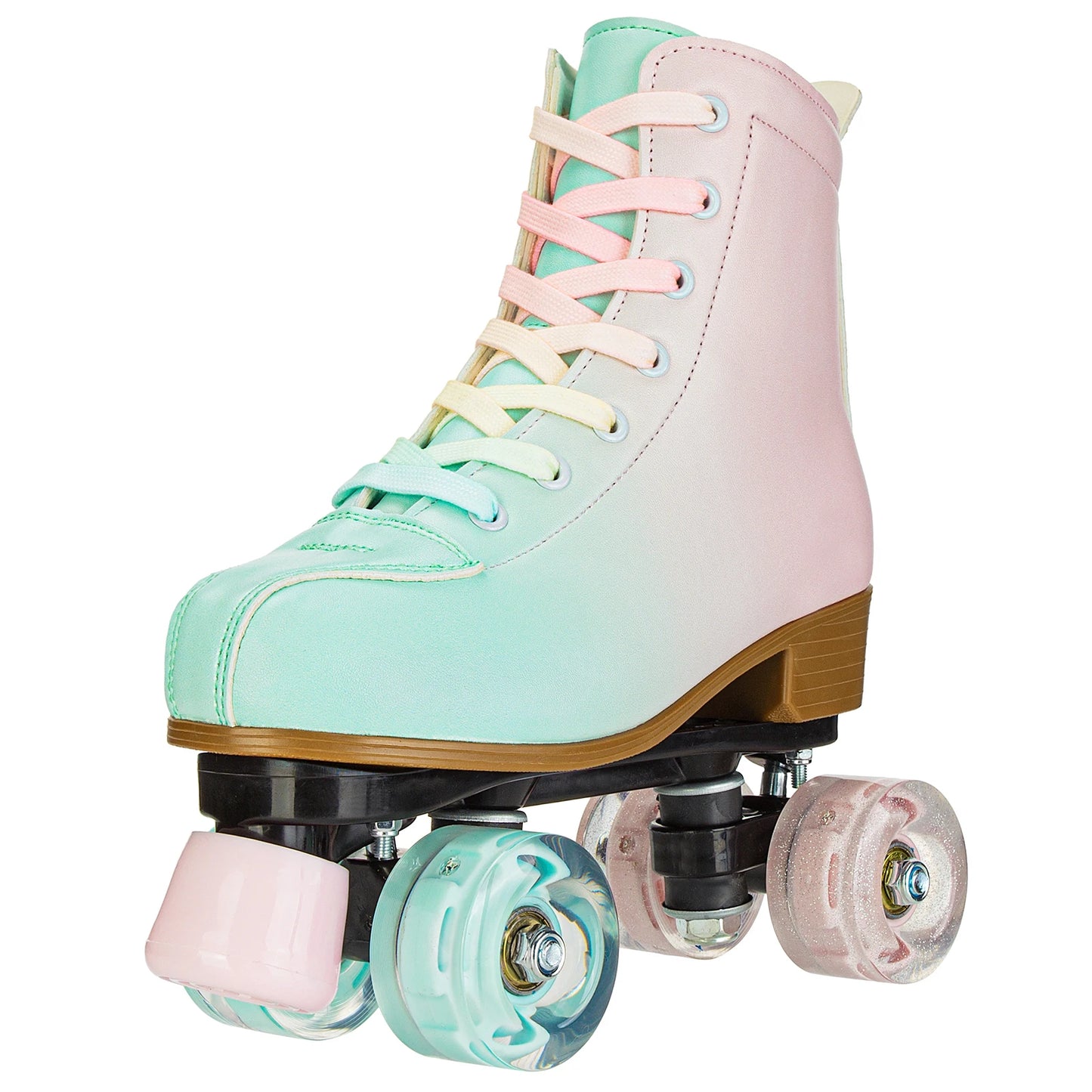 Size 32 Green Pink Suede Double Row Roller Skates Shoes for Adult and Children 4 Wheels double row skates Quad Sneakers Training
