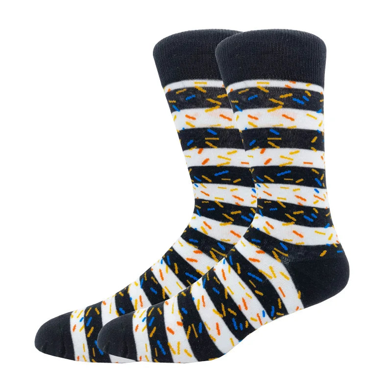 New Men's stockings Casual Gentleman Color fashion color striped Funny Party Dress autumn and winter cotton Socks
