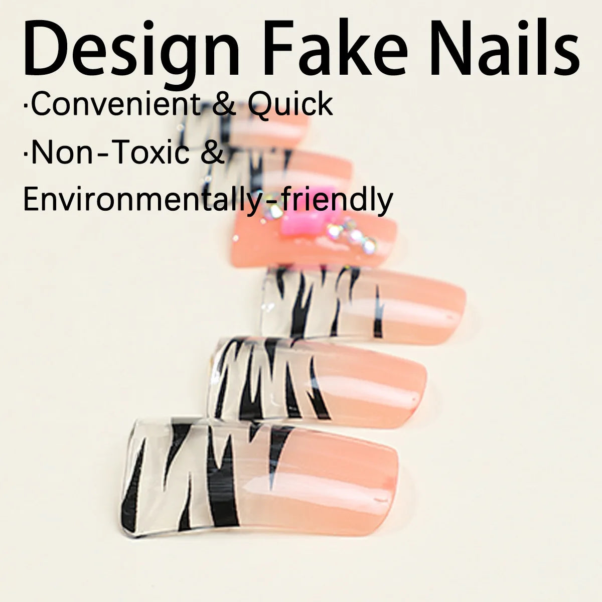 24pcs Leopard print Fake Nails Red Lip Design False Nails European Duckbill Shaped Press On Nails for Girls Women Full Cover