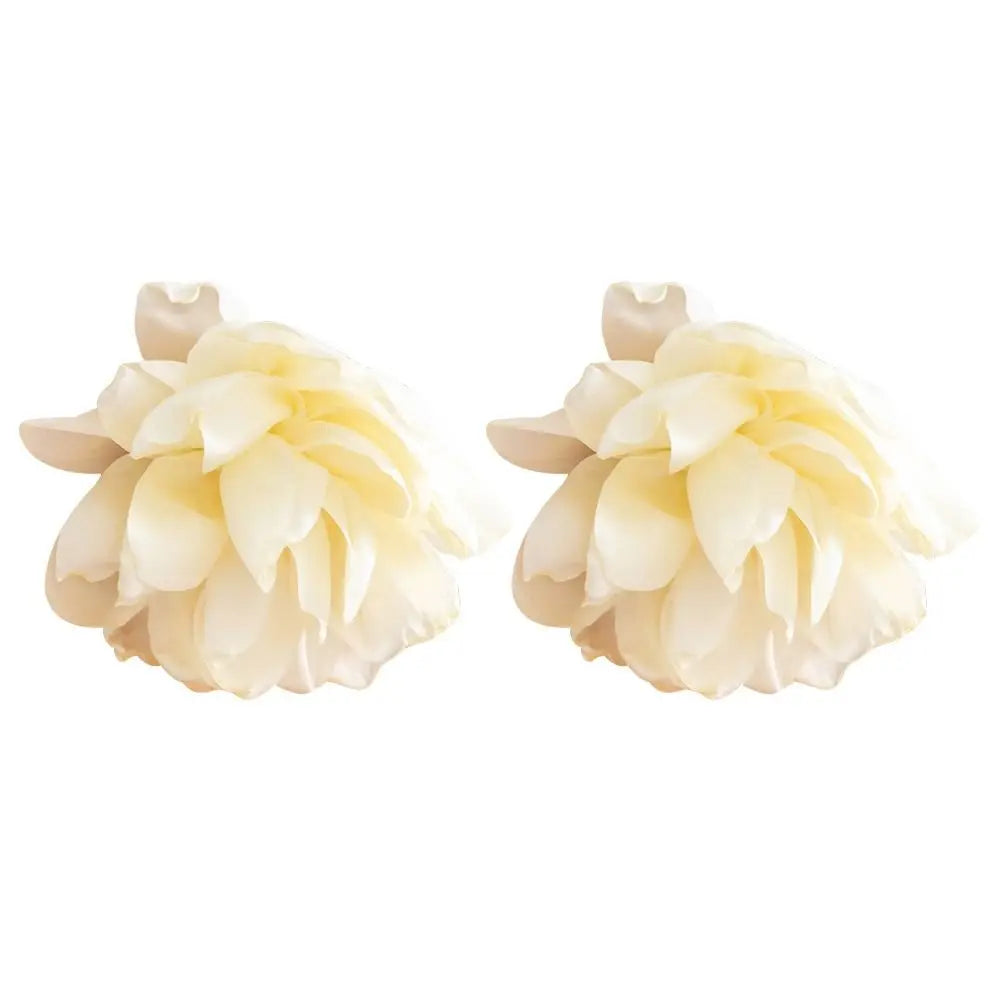 Luxury Design Big Flower Ear Stud Wedding Fabric Fashion Exaggerated Earrings Floral Eardrop Women Girls