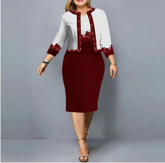 Spring Summer Ladies Suits Women Round Neck Sleeveless Printing Hip Wrap Skirt and High Street Casual Three Quarter Cardigan