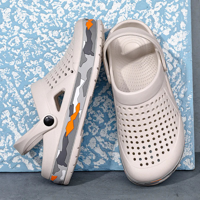 Casual Fashion Men Beach Shoes Outdoor EVA Hole Shoes Lightweight Sandles Unisex Colorful Shoes Summer Hollow Breathable