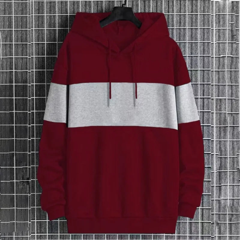 New Men's Long-sleeved Hoodie Male Matching Color Casual Sport Sweatshirt Hoodies