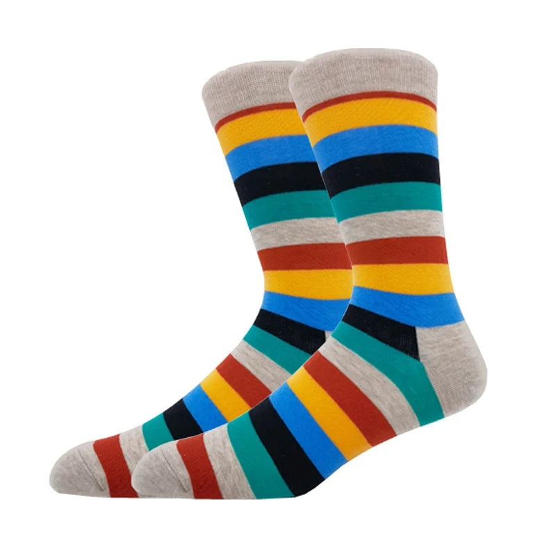 New Men's stockings Casual Gentleman Color fashion color striped Funny Party Dress autumn and winter cotton Socks