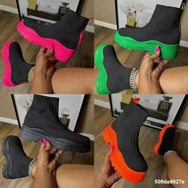 Breathable Spring Fashion Women's Shoes Casual Wedges Platform Ankle Boots Eye Catching Goth Boot Style for Women