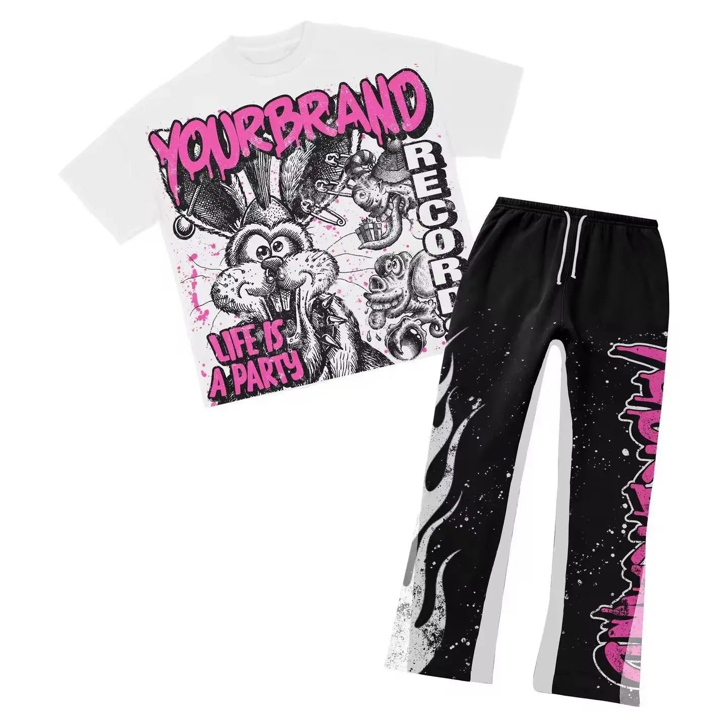 Clothes Couple Set Fashion Suits Personalized Patterns Prints Clothing American Style Street Graffiti T-shirts