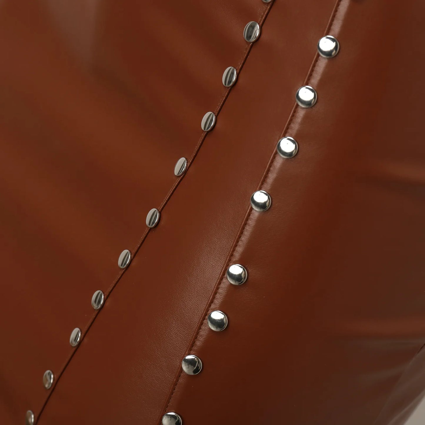 Sexy Girl Black PU Leather Mini Skirts Women High Waist Bodycon Front Split Studded Elegant Short Skirt Spring Autumn Streetwear