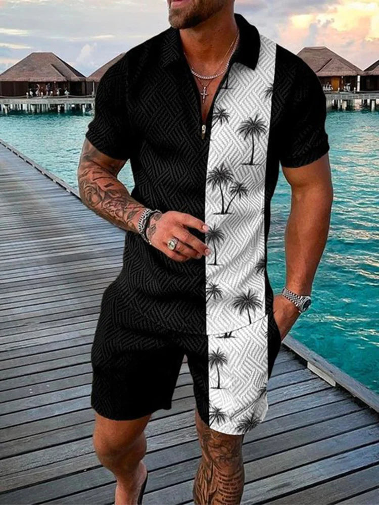 Summer Hawaii 3D Print Polo Shirts Shorts Sets Men's Fashion Short Sleeve Shirt Pants Set Suits Man Tracksuit Clothing