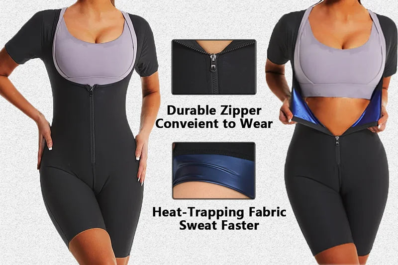 YBFDO Women's High Compression Bodysuit Shapewear for Fitness Sauna Sweat Suit Belly Slimming Sheath Weight Loss Body Shaper