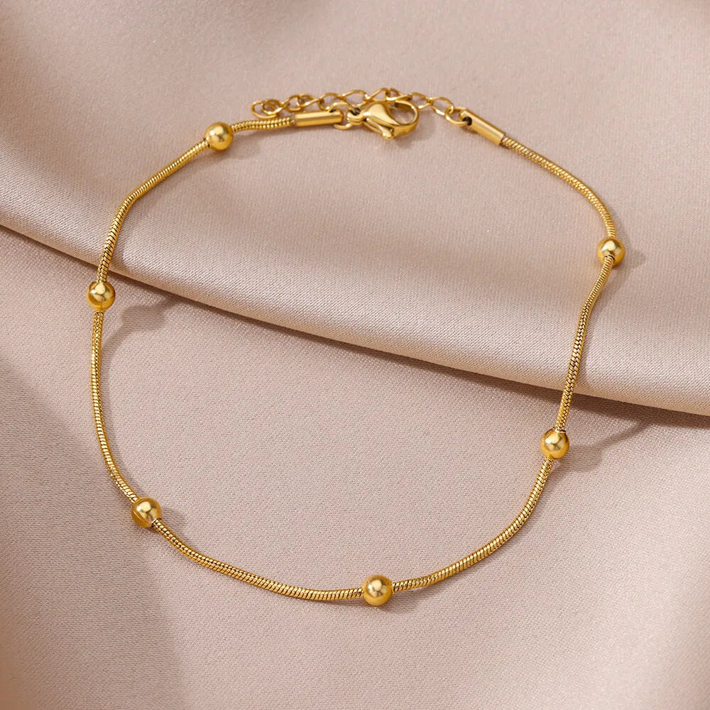 Anklets for Women Stainless Steel Gold Color Chain Anklet Female Summer Beach Accessories Foot Leg Bracelets Fashion Jewelry