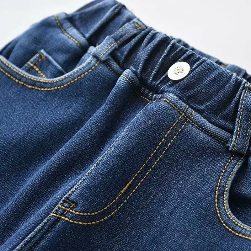 Velvet Winter Warm Pants Jeans for Girls Boys Fall Trousers Outerwear Clothes Teenagers Kids Children's Clothing Boy Jeans