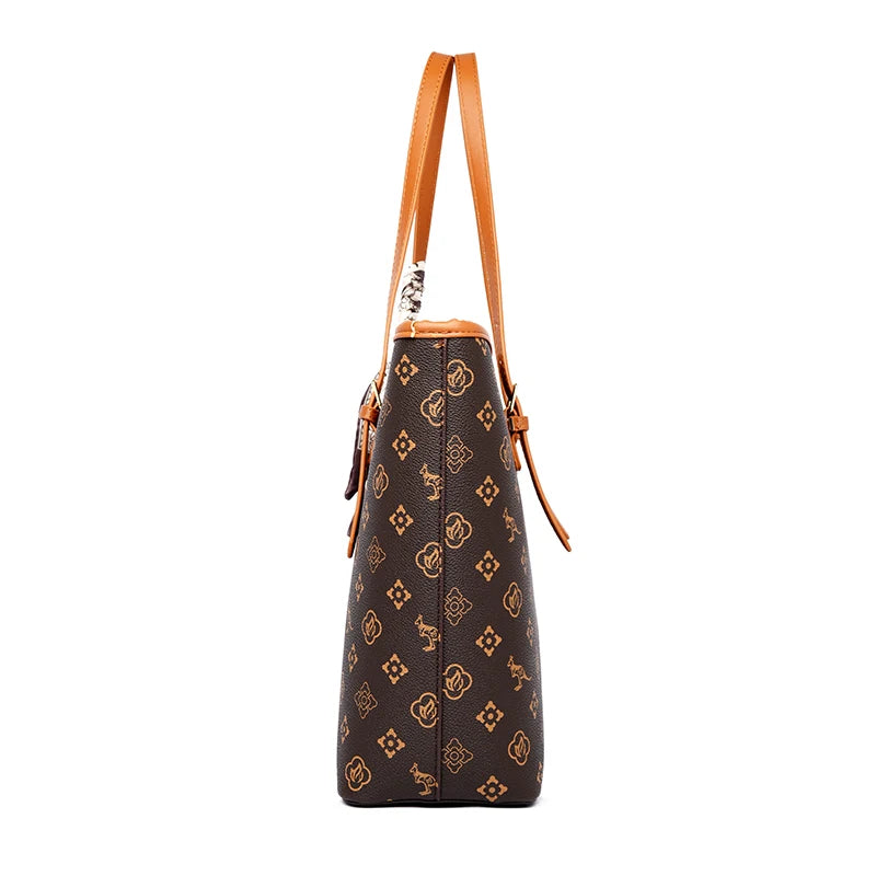 Quality Soft Leather Shoulder Bag for Women with Luxury Print Designer Handbag Casual Tote Commuting Messenger Sac A Main