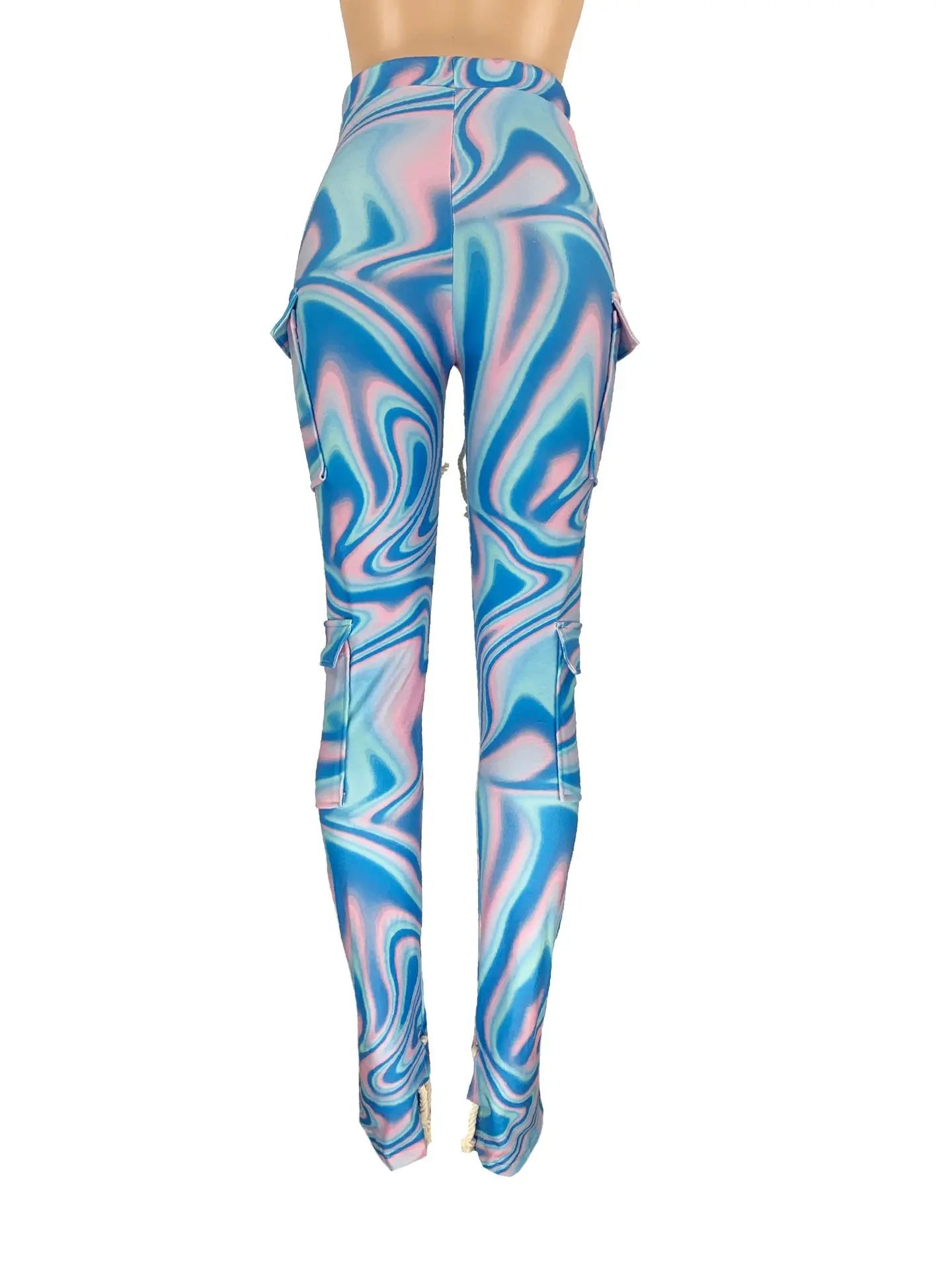 Strecth Cargo Pants for Women Streetwear Mid Waist Multi Pockets Drawstring Trousers Vintage 2024 Autumn Printing Sweatpants
