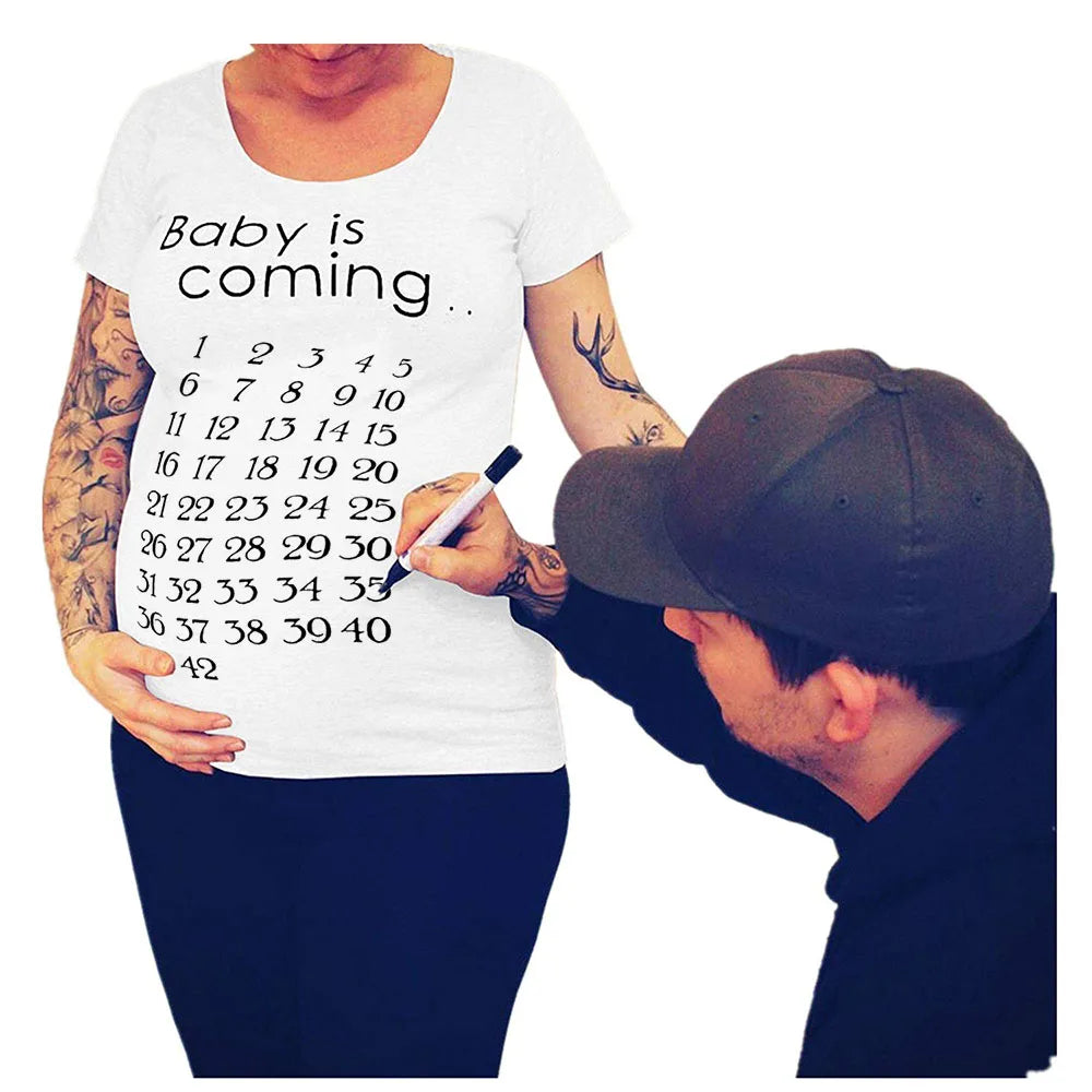 See You Soon Summer Tees Women T-shirts Slim Maternity Funny Letter Tops O-Neck Pregnancy T Shirts for Pregnant Women