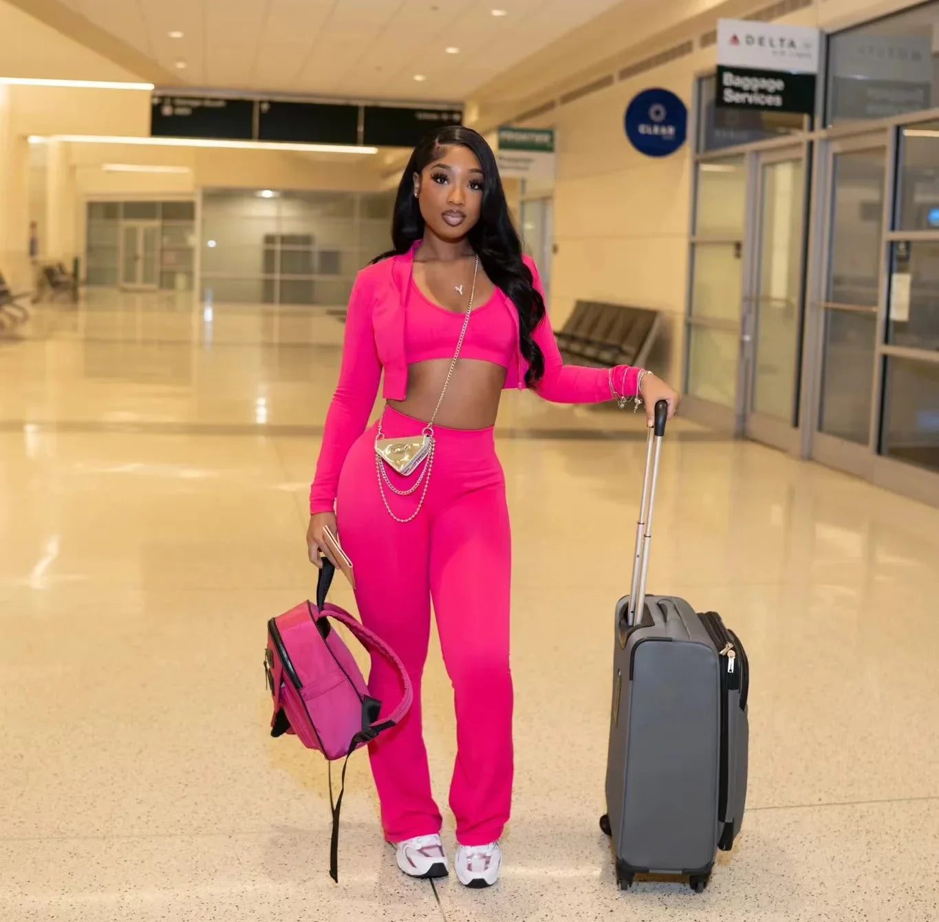 Solid Women Tracksuits Slim 3 Piece Sets Tank Crop Tops + Zipper Long Sleeve Jackets + High Waist Flare Pants Suits