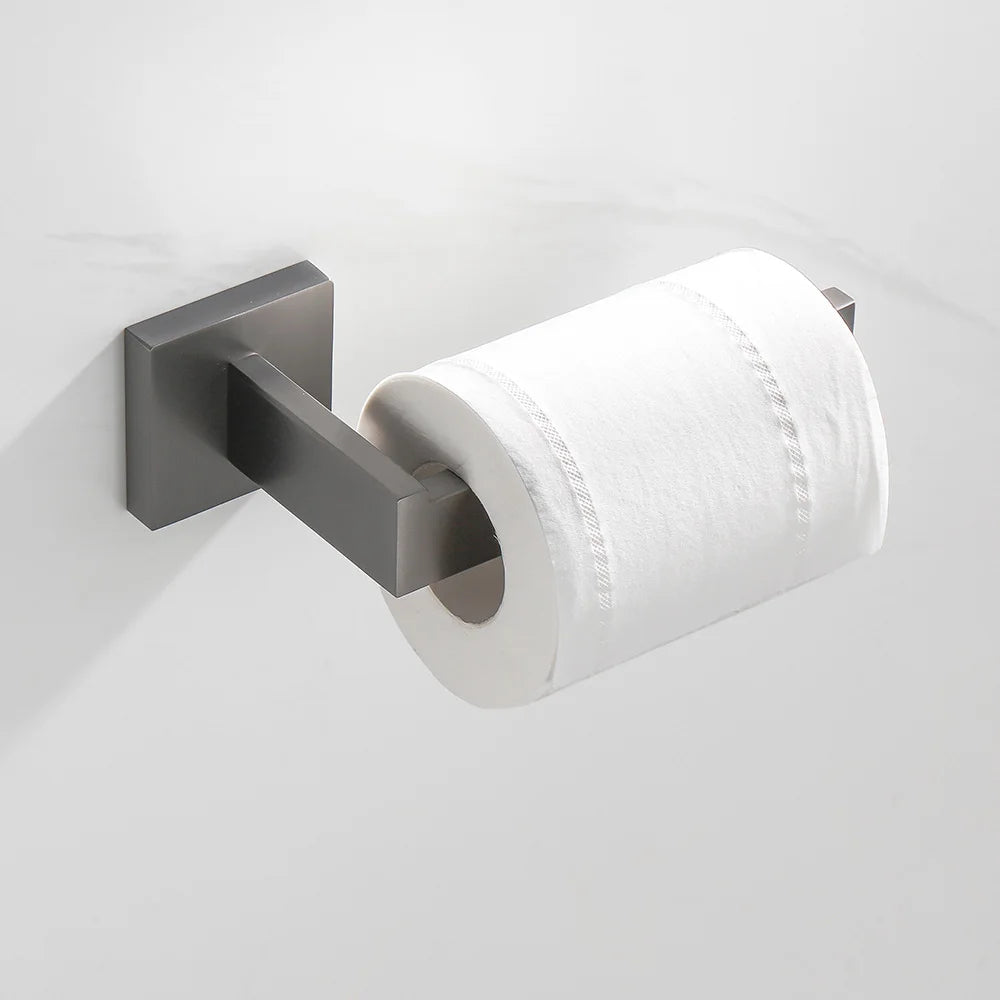 Brushed Grey Bathroom Accessorie Stainless Steel Gun Metal Towel Rack Toilet Paper Holder Robe Hook Towel Bar Toilet Hardware