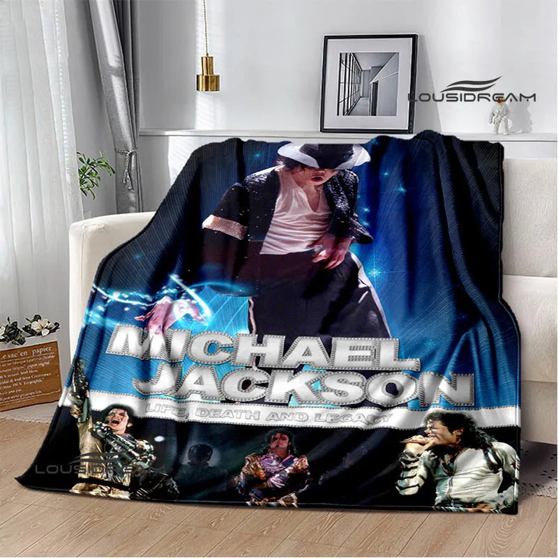 Michael Jackson retro Print blankets Picnic blanket Flannel blanket Soft Cozy Blanket Travel Blankets bed linings Birthday Gift