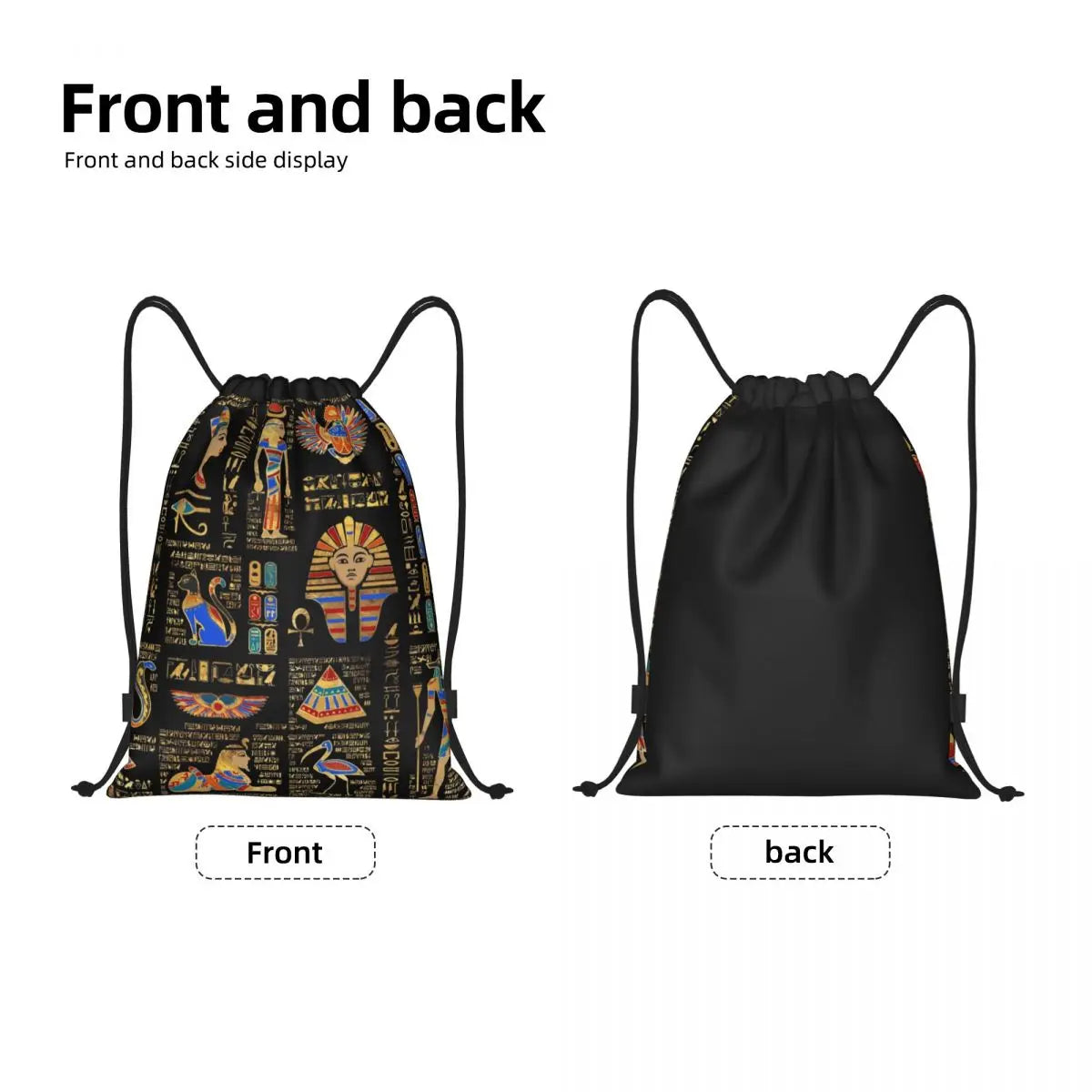Egyptian Hieroglyphs And Deities God Drawstring Backpack Bags Lightweight Ancient Egypt Pharaoh Gym Sackpack Sacks for Training