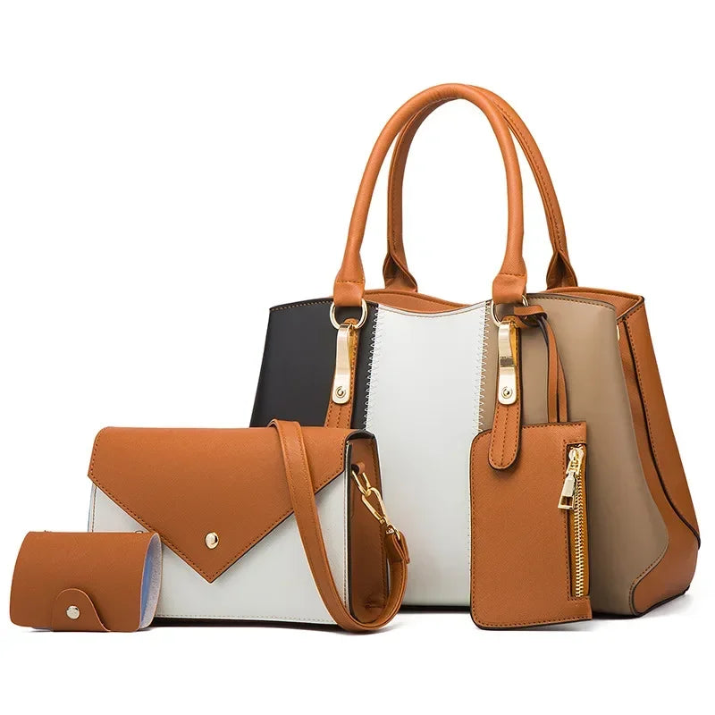 New Fashion Contrasting Women's Bag, Women's Handbag, One-Shoulder, Crossbody Bag, Four-Piece Women's Bag