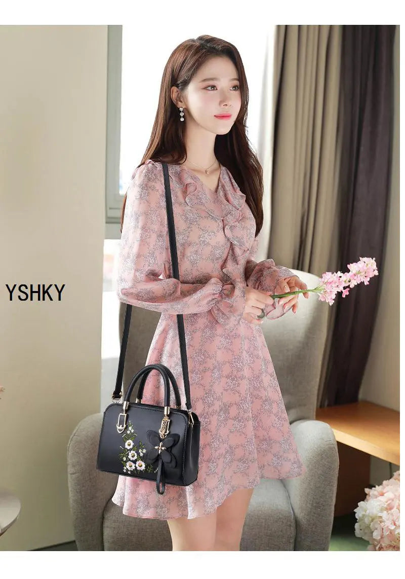 Woman shoulder bag Large capacity Handbag for Women Crossbody bag Lychee pattern Portable bucket bag ladies messenger bags