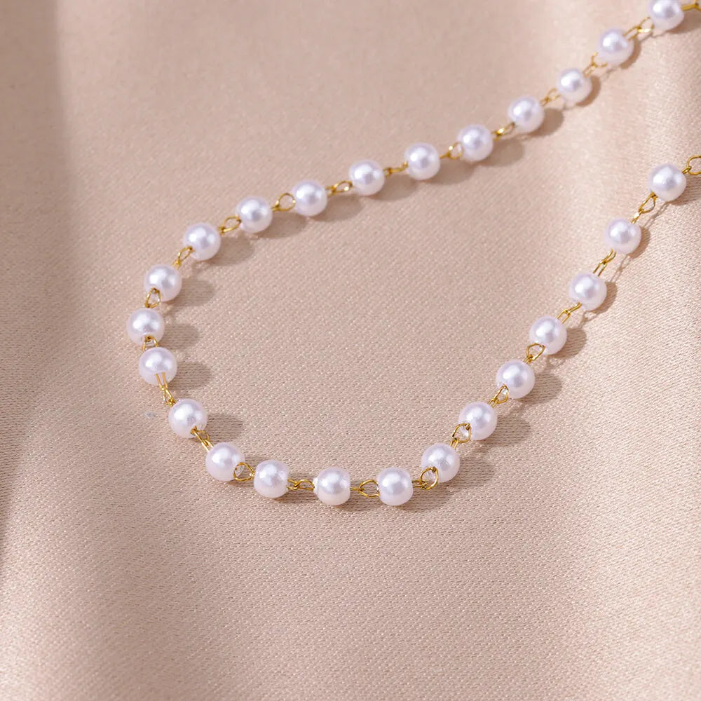 Anklets for Women Stainless Steel Evil Eye Imitation Pearl Anklet Leg Bracelet Boho Summer Jewelry Accessories Tobilleras Mujer