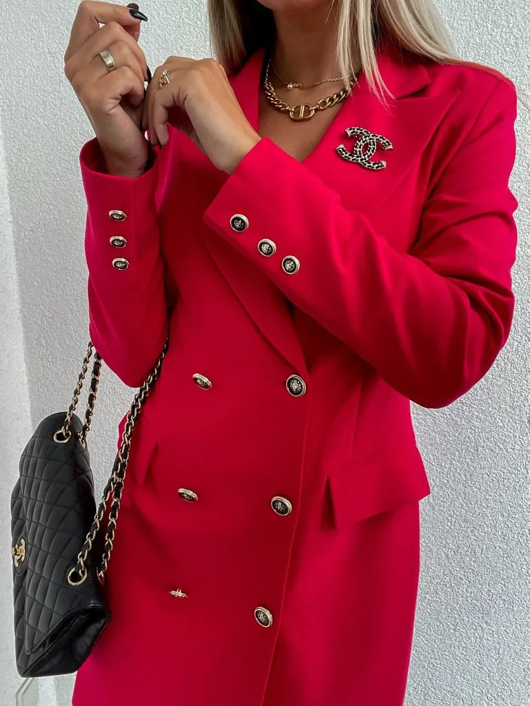 Office Lady Blazer Suit Dress Fashion Wrap V Neck Turndown Collar Sexy Mini Dress Women Long Sleeve Solid Blazer Party Dress