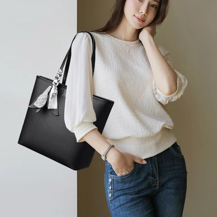 Quality Soft Leather Shoulder Bag for Women with Luxury Print Designer Handbag Casual Tote Commuting Messenger Sac A Main