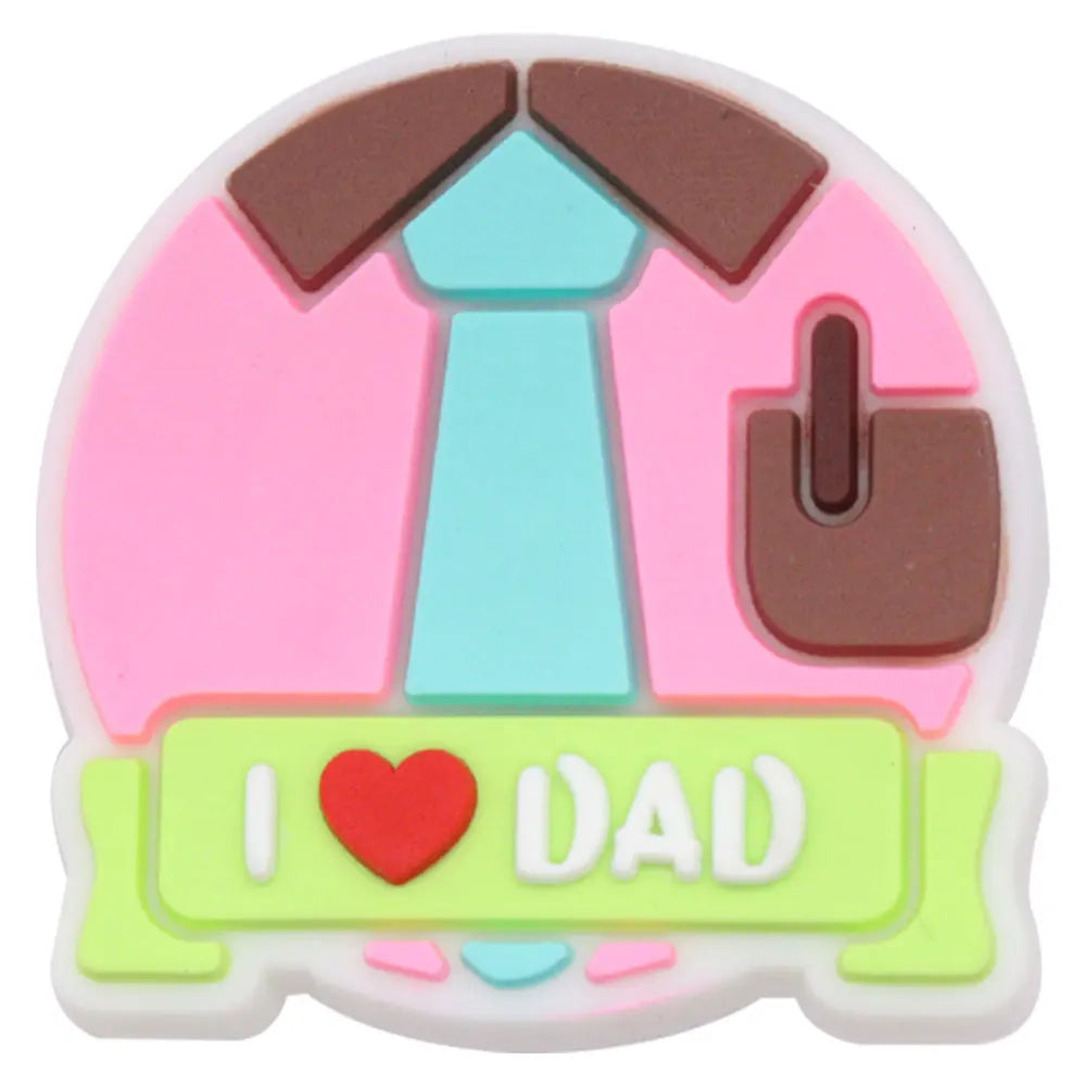 1PCS 'I Love Dad' PVC Shoe Button Charm for Father's Day Papa Sandals Decorations DIY Sweet Holiday Gift Idea