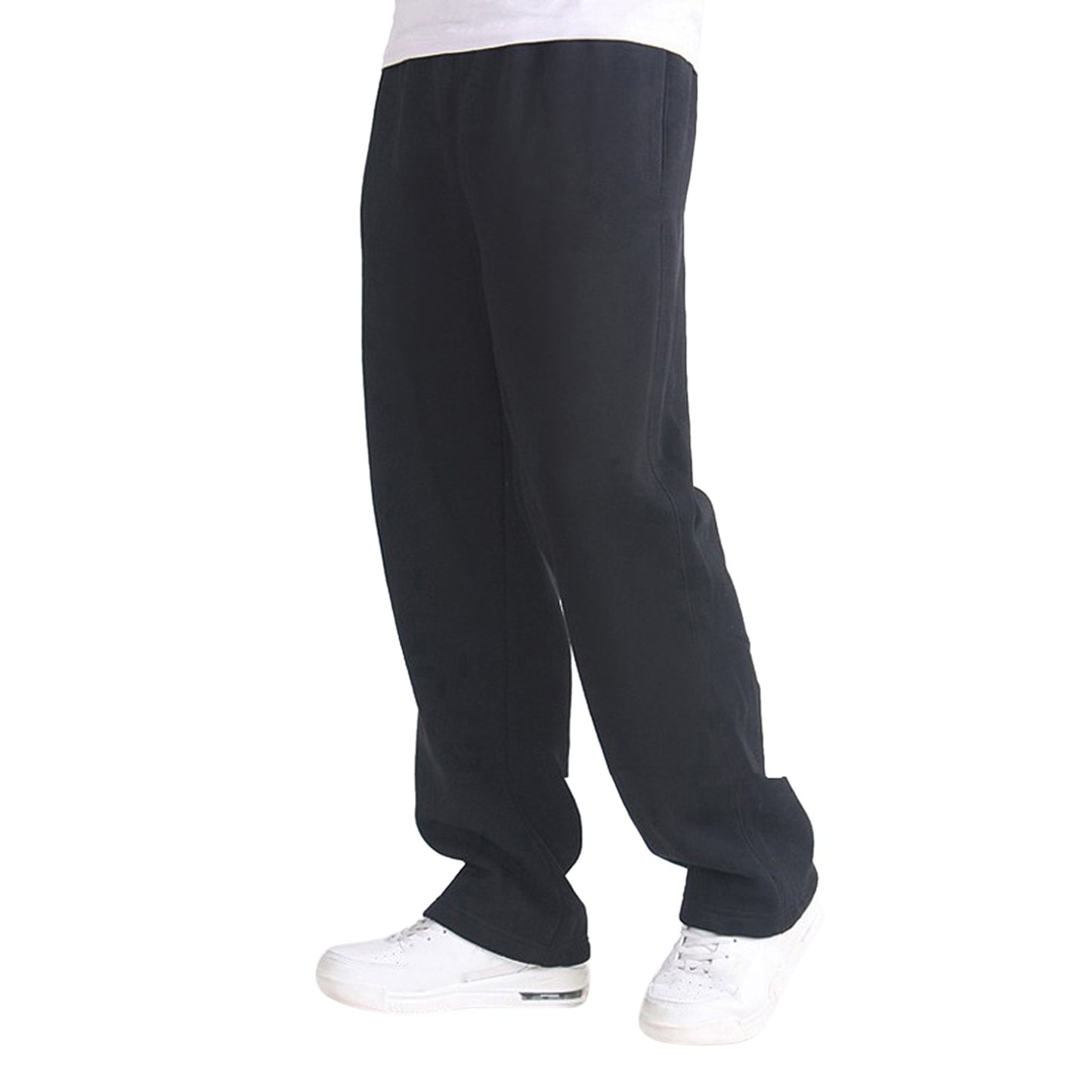 Men's Solid Color Sweatpants Casual Straight Pants Trendy Youth Warm Loose Baggy Elastic All-Match Trousers