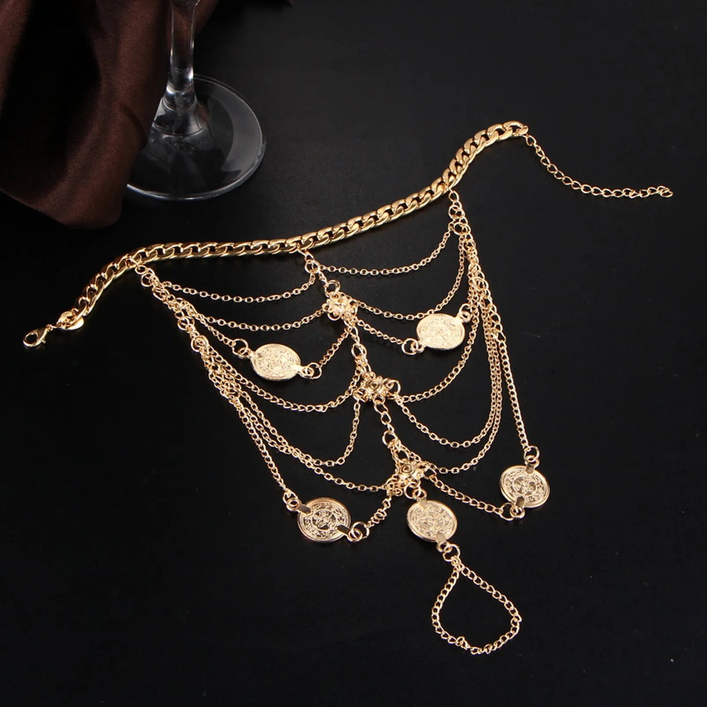 Bling Multilayer Tassel Chain Anklets Barefoot Sandals Boho Crystal Beach Chain Ankle Bracelet Simple Elegant Foot Jewelry