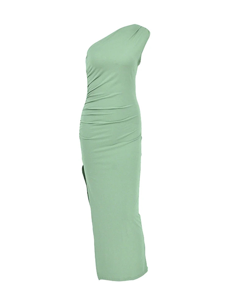 Elegant Black Maxi Dress for Women Sexy Split Sleeveless Backless Summer Fashion Off Shoulder Club Party Dress