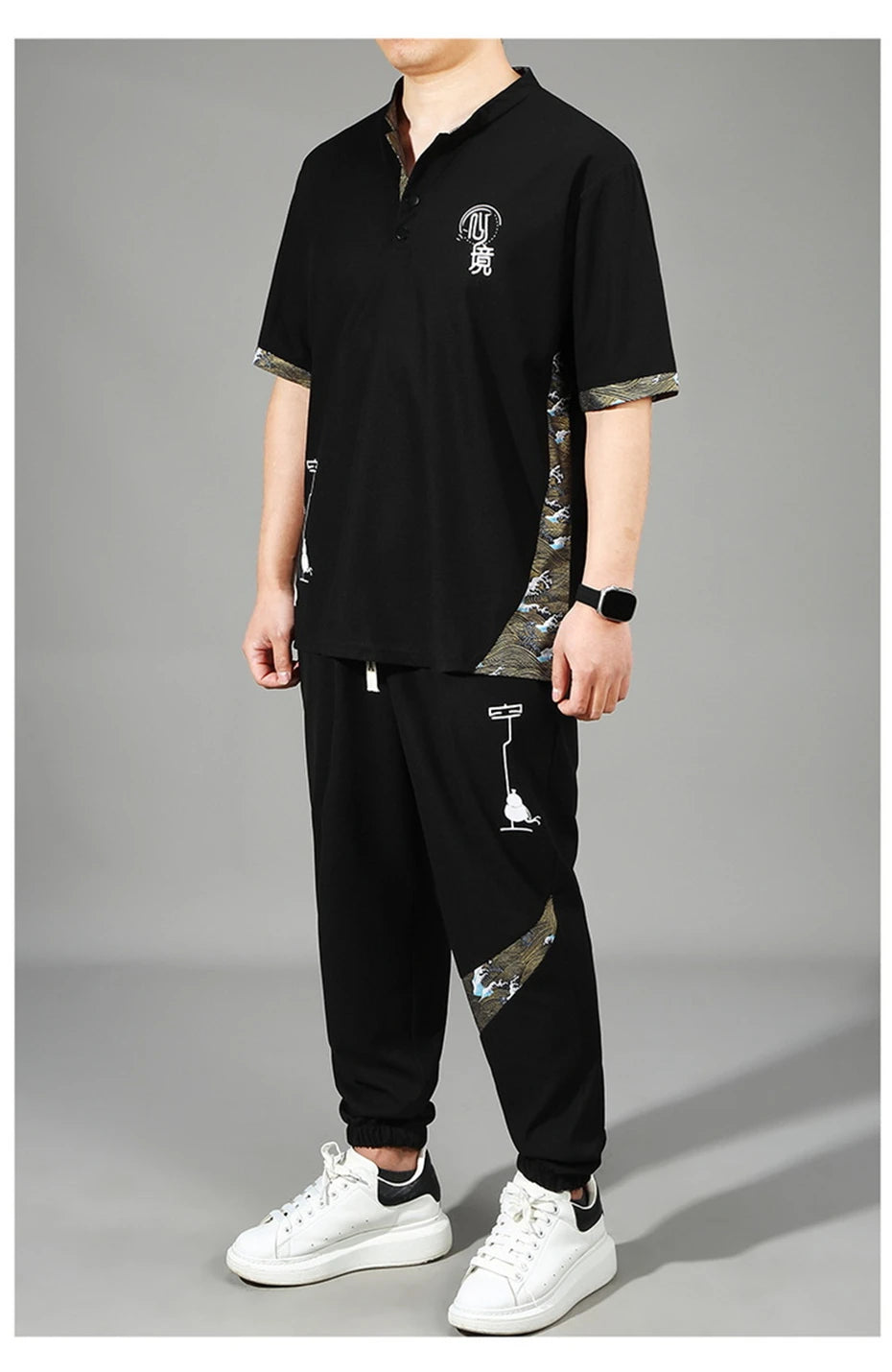 Tracksuits Plus Size 12XL Men's Sets Fashion Casual Chinese Traditional Style T-shirts Pants Suits Male Sets Big Size