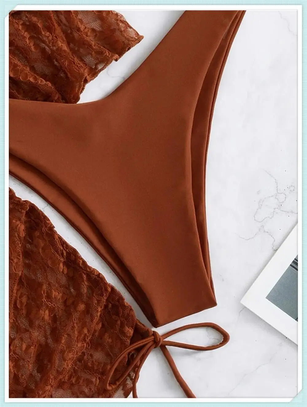 3 pieces Halter Bikini Tropical Print Swimsuit Drawstring Side Swimwear Women Long Sleeve Bathing Suit Female Swimming Beachwear