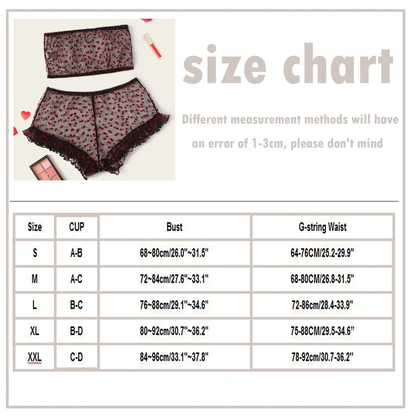 Ultra Thin Love Sheer Mesh Three Point Set: Women's Sexy Crop Tops Thong Pajama Set for Adults- Eye Catching Boudoir Outfits