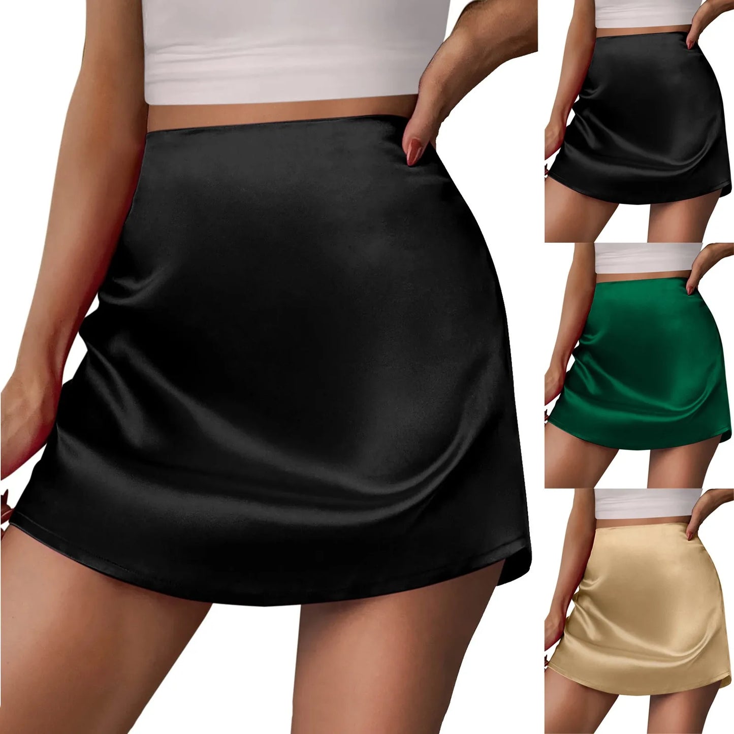 Elegant Satin Women Skirts Back Zipper Faldas Mujer Sexy Mini Skirt Korean Ladies Party Miniskirt