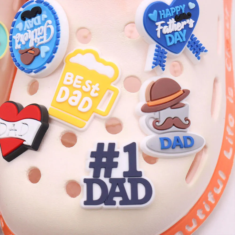 1PCS 'I Love Dad' PVC Shoe Button Charm for Father's Day Papa Sandals Decorations DIY Sweet Holiday Gift Idea