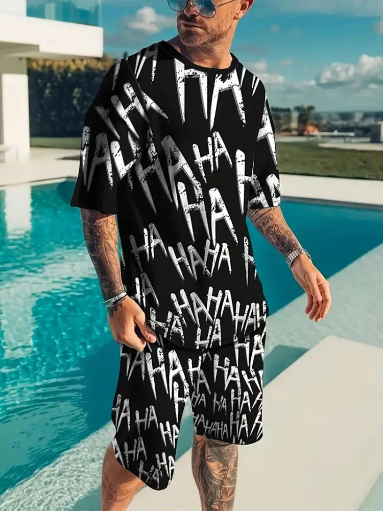 New Lion King 3D Printed Short Sleeve T-shirt Shorts 2 Piece Summer Men's Fashion Street Fashion Short Sleeve Suit Casual